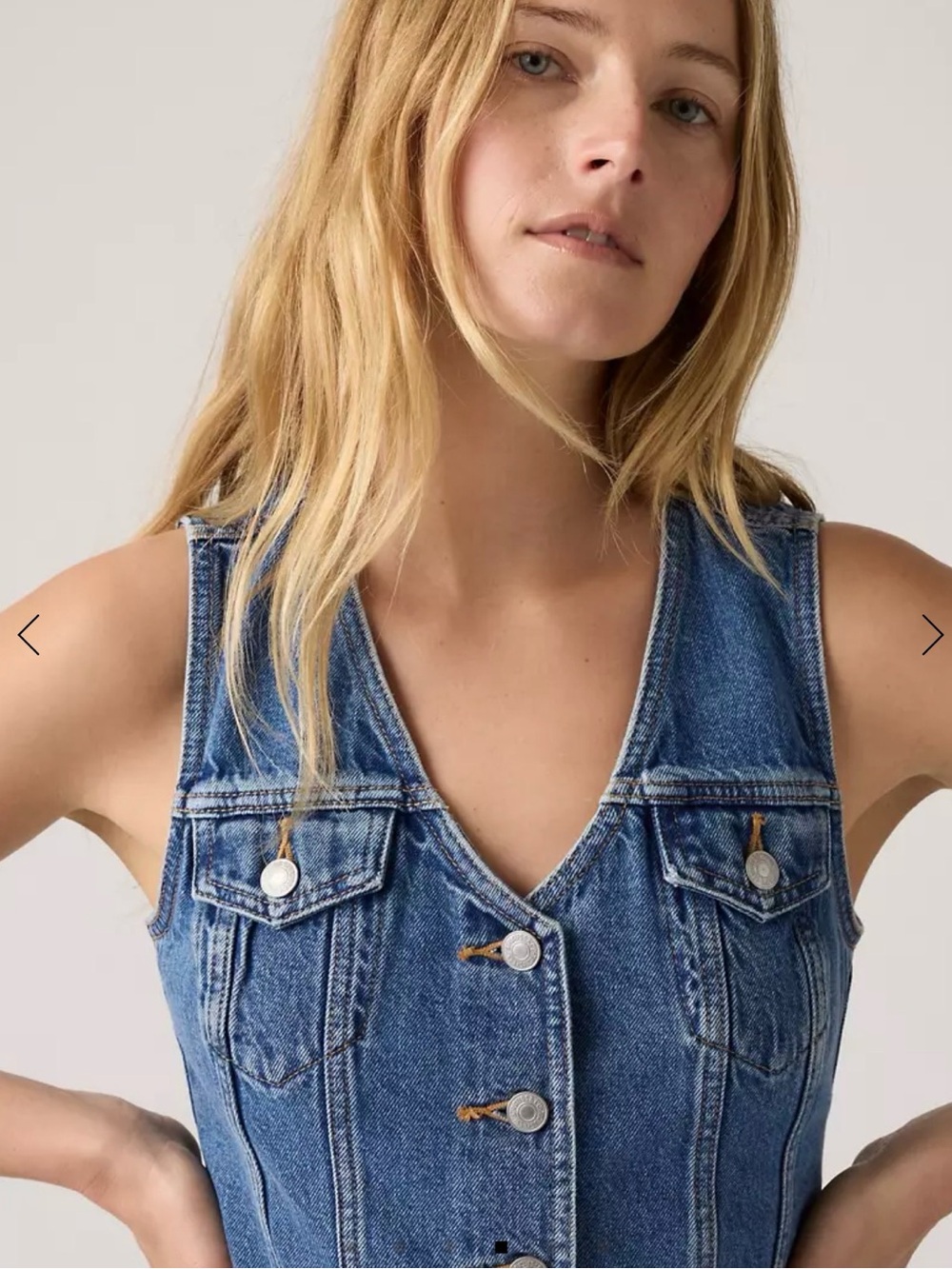 Levi's Blue Denim Sleeveless Button-Front Vest